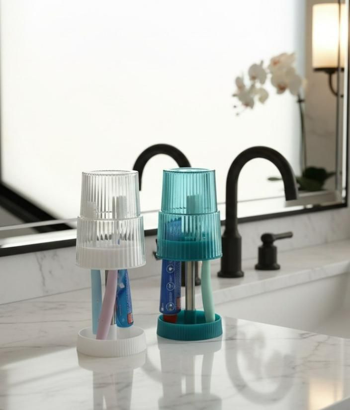 Plastic Portable Transparent Toothbrush Holder (Pack of 2)